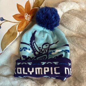 Olympic National Park Blue Purple Women’s OSFM Pom Hat Beanie Winter Hiking